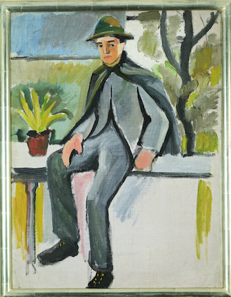August Macke, Bauernbursche auf Balkon, 1910